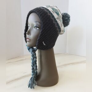 3M THINSULATE Peruvian Style Beanie Ear Flaps Pompom Chin Tassels Sz OS